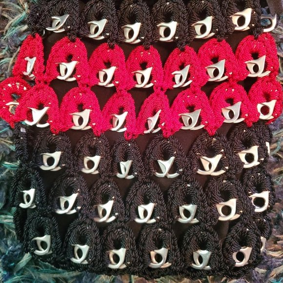 Upcycled Crochet Soda Tab Hand Bag Goth Punk Emo Grunge - Picture 5 of 8